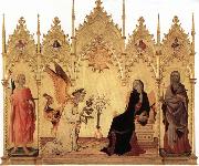 Simone Martini, Annunciation with Two Saints and Four Prophets